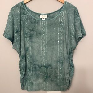 Dress Barn Green Top Short Sleeve With Sequins